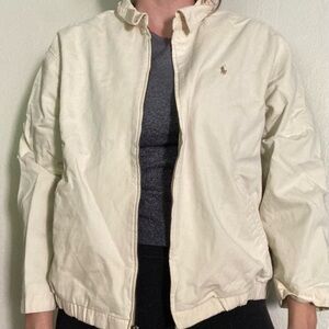 Polo Ralph Lauren Beige Zip-Up Jacket Flannel Lined Estimated Size Large/ XL